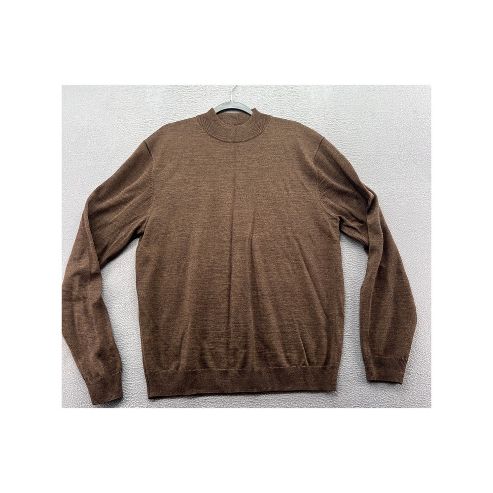 AWEAR2 Kenneth Cole Sweater Men's Large Brown Wool Blend Mock Neck Solid Knit
